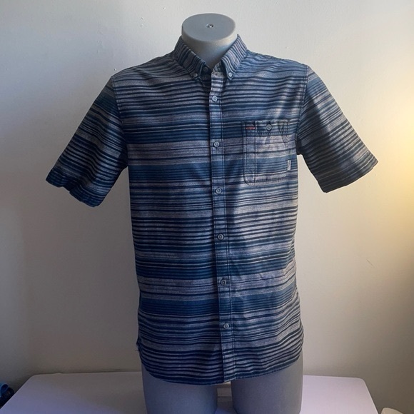 Striped Vans Short Sleeve Button Down Shirt Large - Picture 1 of 10